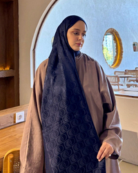 Lacivert Imannoor Küçük Dama Desen Pamuk Jakar Şal