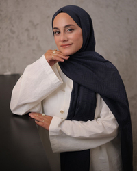 Lacivert Imannoor Ritim Desen Pamuk Jakar Şal