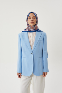 Lacivert & Vizon Retro Desen Şal