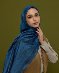Mavi & Gece Hürrem Desen Işıltılı Şal
