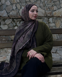 Mürdüm Gölge Desenli Müslin Şal