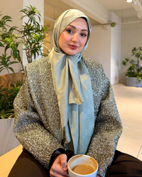 Pastel Yeşili Damier Desen Jakar Şal