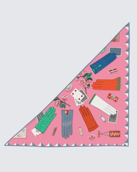 Pembe & Fuşya - Vintage Eldiven Desenli Kaşmir Omuz Şalı