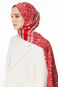 Riad Desen Çift Taraflı Şal - Bordo-Mint Yeşili