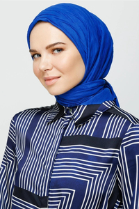 Saks Mavi Piliseli Bambu Eşarp