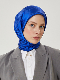 Saks Mavisi G Desen Parlak Eşarp