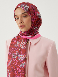 Şeker Pembe & Kiremit Retro Desen Şal