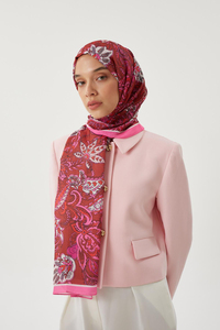 Şeker Pembe & Kiremit Retro Desen Şal