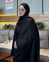 Siyah Imannoor Ester Desen Pamuk Jakar Şal