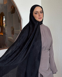 Siyah Imannoor Küçük Dama Desen Pamuk Jakar Şal