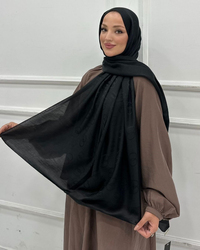Siyah Imannoor Luna Desen Pamuk Jakar Şal