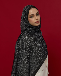 Siyah & İnci Harem Rüyası Desen Şal