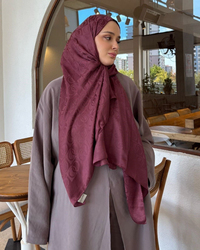 Soft Pembe Imannoor Küçük Dama Desen Pamuk Jakar Şal