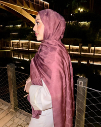 Soft Pembe Imannoor Monogram Zincir Desen Pamuk Jakar Şal