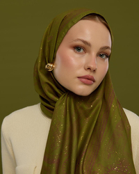 Zeytin Çiçeği & Mürdüm Hürrem Desen Işıltılı Şal