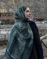 Zümrüt Gölge Desenli Müslin Şal