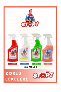 Zorlu Leke Seti 4 x 750 ML Leke,Derz,Yağ,Cam.