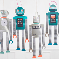 Meri Meri - Honeycomb Robot Decorations - Petek Robot Dekorlar - 4lü Asılan Süsler