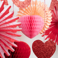 Meri Meri - Honeycomb Valentines Garland - Petekli Sevgililer Günü Asılan Süs Asılan Süsler