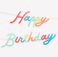 Meri Meri - Rainbow Happy Birthday Garland - Gökkuşağı Happy Birthday Asılan Süs Seti Asılan Süsler