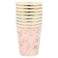 Meri Meri - Ladurée Paris Floral Cups - Ladurée Paris Çiçekli Bardaklar - 8'li Bardaklar