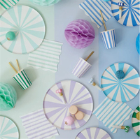 Meri Meri - Mixed Stripe Cups - Çizgili Renkli Bardaklar - 8li Bardaklar