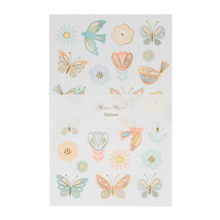Meri Meri - Birds & Butterflies Tattoo Sheet - Kuşlar & Kelebekler Geçici Dövmeleri - 2'li Geçici Dövmeler / Tattoos