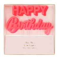 Happy Birthday Pembe Akrilik Pasta Süsü Gizden Gelenler