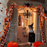 Meri Meri - Black & Orange Stripe Honeycomb Garland - Siyah & Turuncu Petekli Asılan Süs Gizden Gelenler