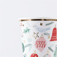 Meri Meri - Festive Pattern Cups - Yeni Yıl Bardaklar (8'li) Gizden Gelenler