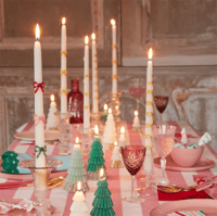 Meri Meri - Gold Star Taper Candle - Altın Yıldız Detaylı Mumlar (2'li) Gizden Gelenler