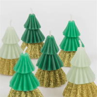 Meri Meri - Green Mini Tree Candles - Yeşil Mini Ağaç Mumlar (6'lı) Gizden Gelenler