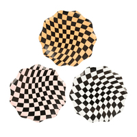 Meri Meri - Halloween Checker Side Plates - Cadılar Bayramı Damalı Tabaklar (M) (8'li) Gizden Gelenler