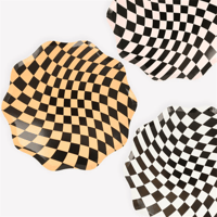 Meri Meri - Halloween Checker Dinner Plates - Cadılar Bayramı Damalı Tabaklar (8'li) Gizden Gelenler