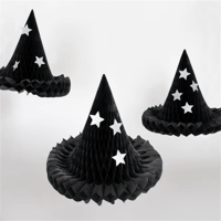 Meri Meri - Hanging Honeycomb Witch Hat Decorations - Cadı Şapka Dekorları (3'lü) Gizden Gelenler