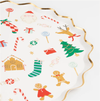 Meri Meri - Jolly Christmas Side Plates - Yeni Yıl Tabaklar (M) (8'li) Gizden Gelenler