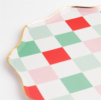 Meri Meri - Multi Check Dinner Plates - Kareli Tabaklar (L) (8'li) Gizden Gelenler