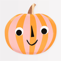 Meri Meri - Pink & Orange Stripy Pumpkin Plates - Pembe & Turuncu Çizgili Balkabağı Tabaklar (8'li) Gizden Gelenler