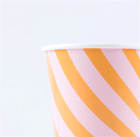 Meri Meri - Pink & Orange Stripy Cups - Pembe & Turuncu Çizgili Bardaklar (8'li) Gizden Gelenler