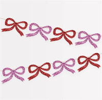 Meri Meri - Red & Pink Glitter Bow Garland - Kırmızı & Pembe Parıltılı Kurdele Asılan Süs Gizden Gelenler