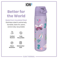 ION8ION8 - İnce Su Termosu - Kelebekler - 500 ml - SızdırmazI8TS500PVBFLY