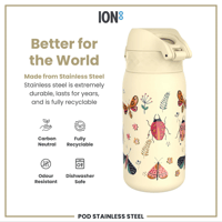ION8ION8 - Paslanmaz Çelik Çocuk Suluk - Böcekler Alemi - 400 ml - SızdırmazI8SS400PYBUGS2