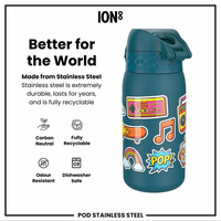 ION8ION8 - Paslanmaz Çelik Çocuk Suluk - Çıkartmalar - 400 ml - SızdırmazI8SS400PDTSTIC