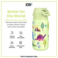 ION8ION8 - Paslanmaz Çelik Çocuk Suluk - Dinozorlar - 400 ml - SızdırmazI8SS400PGDINO