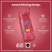 ION8ION8 - Paslanmaz Çelik Çocuk Suluk - Fiyonklar - 400 ml - SızdırmazI8SS400PVMBOWS