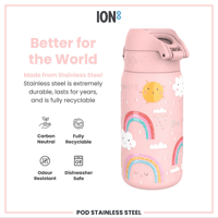 ION8ION8 - Paslanmaz Çelik Çocuk Suluk - Gökkuşağı - 400 ml - SızdırmazI8SS400PPRAINB