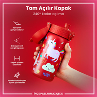 Ion8Ion8 - Paslanmaz Çelik Çocuk Suluk - Kırmızı Unicorn - 400 ml - SızdırmazI8SS400PRUNI