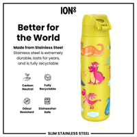 ION8ION8 - Paslanmaz Çelik İnce Suluk - Ejderhalar - 600 ml - SızdırmazI8SS600PYDRAG