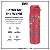 ION8ION8 - Paslanmaz Çelik İnce Suluk - Fiyonklar - 600 ml - SızdırmazI8SS600PVMBOWS