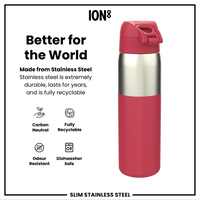 ION8ION8 - Paslanmaz Çelik İnce Suluk - Fuşya - 600 ml - SızdırmazI8SH600MAG
